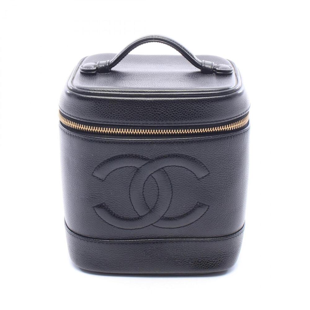 Chanel Coco Mark Handbag, Caviar Leather (Grained Calfskin), Women's, Black, ...